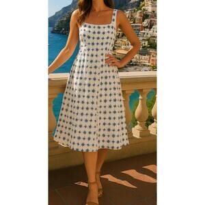 Christian Lacroix Blue and White
Midi Dress Sz S